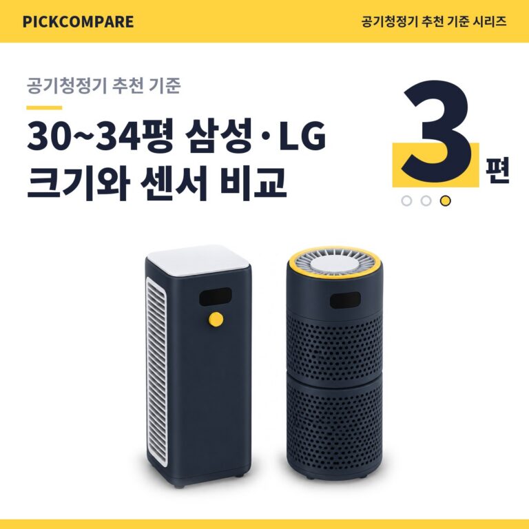 공기청정기 추천 기준 3편, 30~34평 삼성과 LG, 크기와 센서 비교